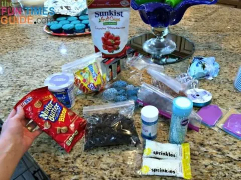 DIY cupcake station toppings that we used for our Birthday Party dessert bar. 