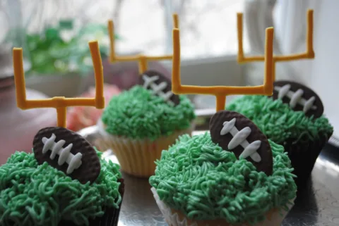 football cupcakes with goalposts