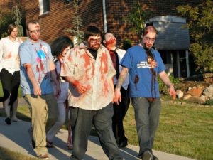 zombies and walking dead are simple themed halloween costumes for groups