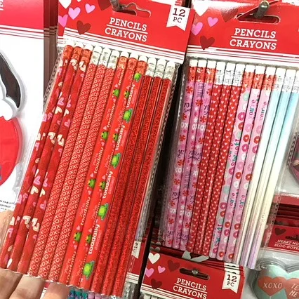 Valentine pencils for teacher gift baskets.
